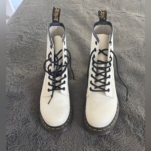 Dr Martens Women's White Lace-Up Boots